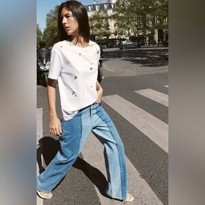 ZARA patchwork high waist Z1975 straight leg jeans